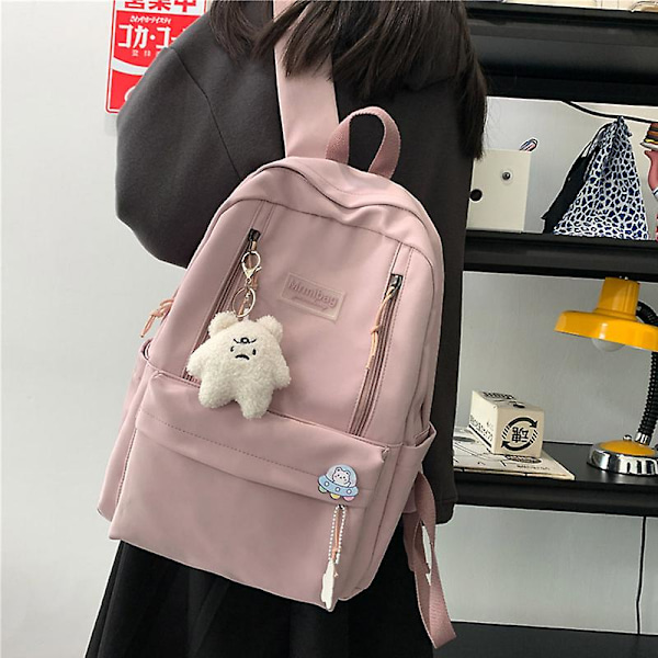 Kvinners Ryggsekk Tenåringer Jenter Laptop Ryggsekk Student Skulder Bag Koreansk Stil Skole Bag 2021 Gutter Ryggsekk Mochila pink