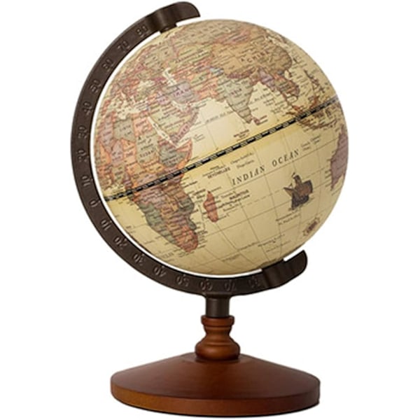 antique globe with wooden base, vintage decorative desk world antique globe with wooden base