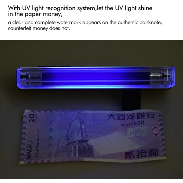 2 i 1 Bärbar Mini Money Detector Testare för falska Pengar Detektor med UV-ficklampa för USD EUR GBP