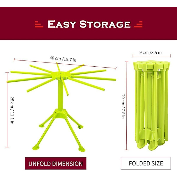 Sammenleggbar pastatørkestativ, plast sammenleggbar (grønn)