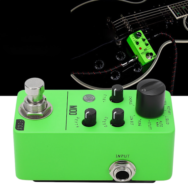 Elektrisk gitar effekpedal 11 typer klassiske effekter 1/4 tommers mono lydgrensesnitt mini modulasjonspedal