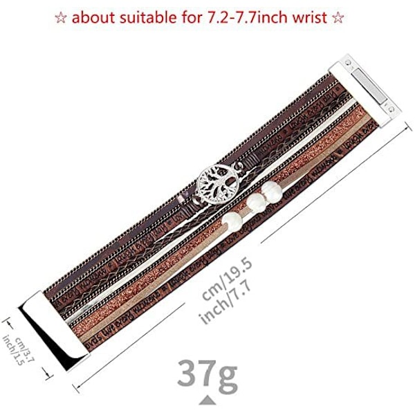 Dame Piger Livets Træ Læderarmbånd Multilayer Wrap