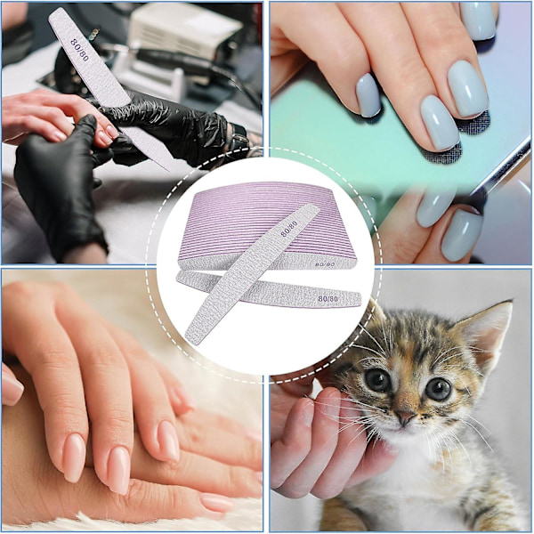 80/80 Grit Nagelfilar (24-pack), Emery Boards för Akrylnaglar och Gelnaglar, Grov Nagelfil