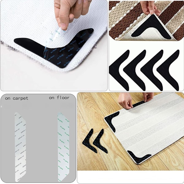 st Anti-Slip Mattgrepp, Dubbelsidig Anti-Slip Matttejp, Dubbelsidiga Självhäftande Mattgrepp Håller Hörnen Platta