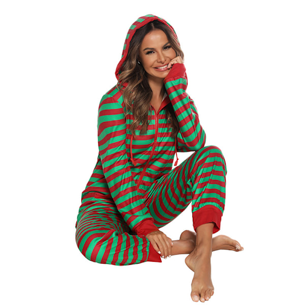 Julpyjamas för vuxna, Onesie-dräkt, pyjamas för kvinnor, pyjamasset för kvinnor, grön Women Green M