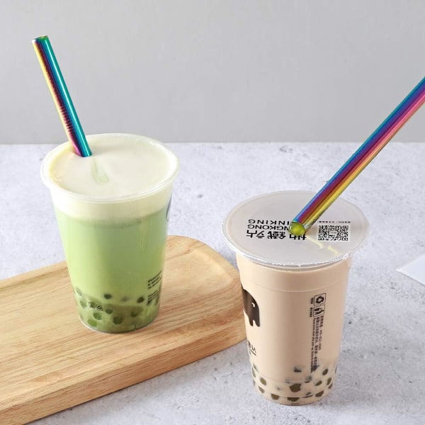 6 stk. Gjenbrukbare Boba-sugerør Smoothie-sugerør, 1,27 cm bredt rustfritt stål