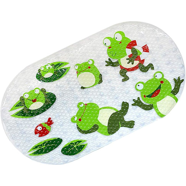 Non-slip baby safety bath mat, with powerful suction cups, made of durable and mold-resistant PVC for bathroom floors and bathtubs (frog)