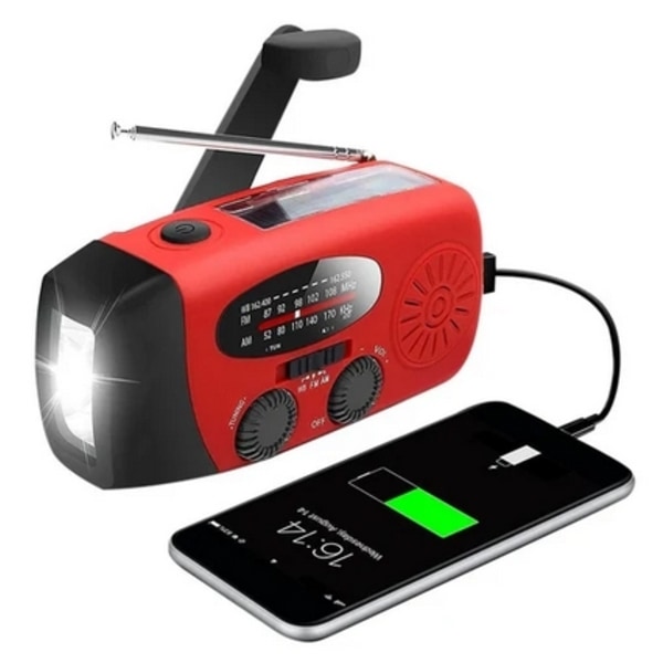 Håndsvingradio med solceller, lommelygte og 2000mAh Powerbank Nødradio, Overlevelse