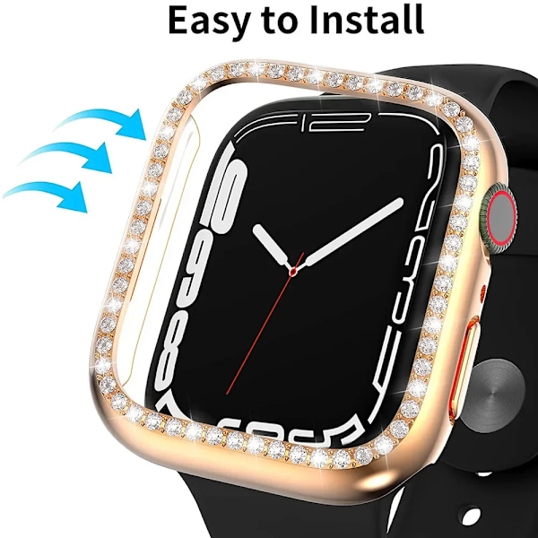 Diamond Glass+ Cover for Apple Watch Case 45mm 41mm 40mm 44mm 42mm 38mm Bling Bumper+ Screen Protector iwatch Series 9 8 7 3 6 SE Black Black Series 654 SE 40MM