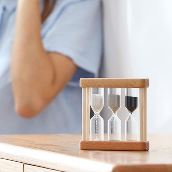 3-i-1 Sandtimer i Træ Mini Timeglas Timeglas til Tandbørstning Madlavningsstil 2 Køkkentimere