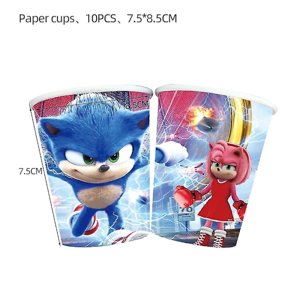 Tegneserie Sonic Festutstyr Gutter Bursdagsfest Engangs Servise Sett Papirtallerken Kopp Servietter Baby Shower Dekorasjoner