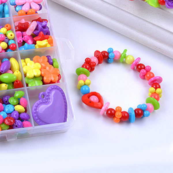 9 st Delar Barn Smycken Armband Tillverkningspärlor Kit Pussel Pedagogiska DIY Leksaker med 24 Fack för Flickor Typ 3{YD} 0.3