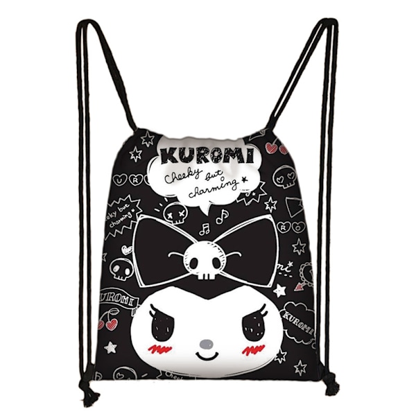 Kuromi Drawstring Backpack PE Sports Swimming School Travel Bag Backpack Lunch Bag #1