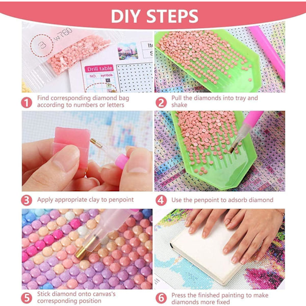 5D DIY-kit för vuxna och barn, diamantmålning, retrokvinna som blåser bubblor, full diamantbroderi 12