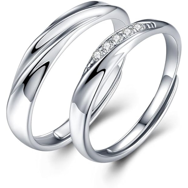 Endless Love Couple Rings Silver 925 Adjustable Rings (Pair) - Perfect