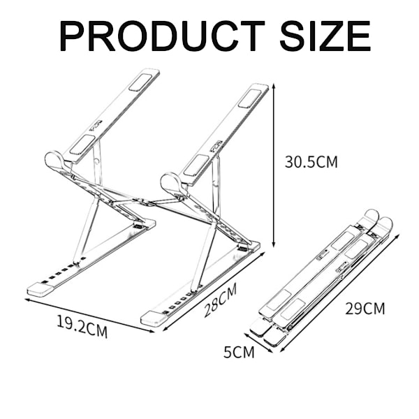 Kannettava kannettavan tietokoneen jalusta työpöydälle, kevyt alumiininen kaksikerroksinen kokoontaitettava korkeus- ja kulmasäädettävä ergonominen {YD} Gray