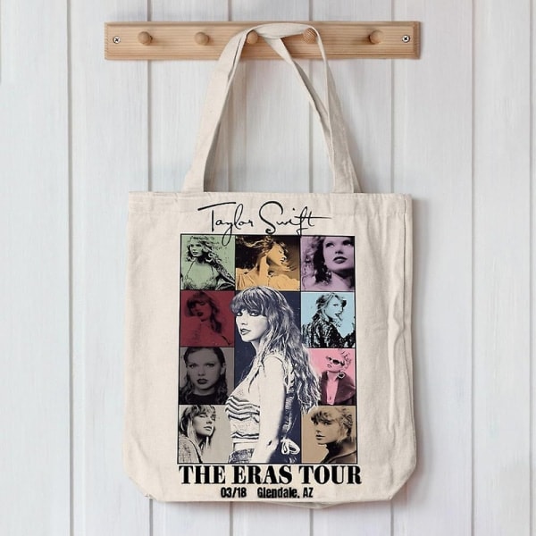 Taylor Swift-inspirerede tote-tasker til kvinder - bærbar organizer-taske - gave til musikelskere og Swiftie DB-fans