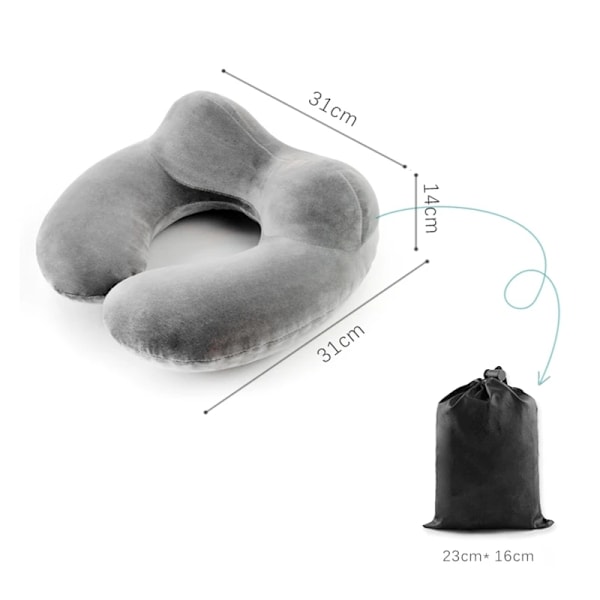 Matkapakkaus 3-in-1 - Ilmatäytteinen niskatyyny & unimaski Black Black