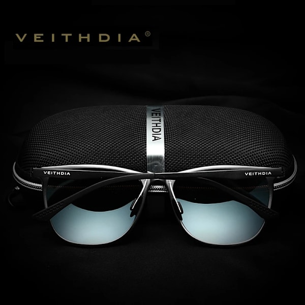 VEITHDIA Retro Alumiini-Magnesium-Merkki Aurinkolasit Miehille Polarisoivat Linssit Vintage Silmälasit Tarvikkeet Aurinkolasit Miehille 6623 Harmaa Original Package Gray