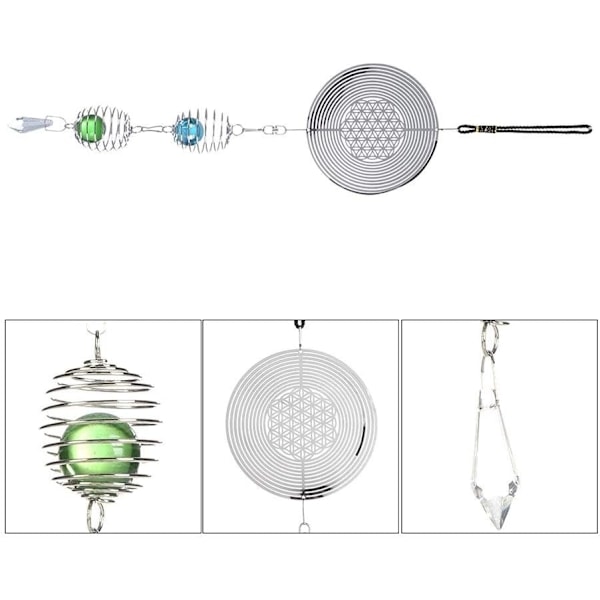 Vindspel Sött Vindspel Musik Metall Spiral Vind Kristallkula för Inomhus och Utomhus Hem eller Butik Nordisk Dekoration (A)