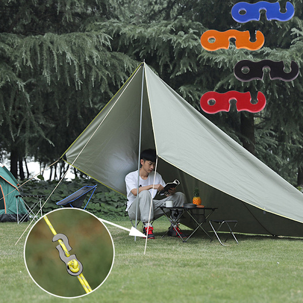 10 st tältlinjespännare fästsats för camping, svart [YD] Black 10 PCS