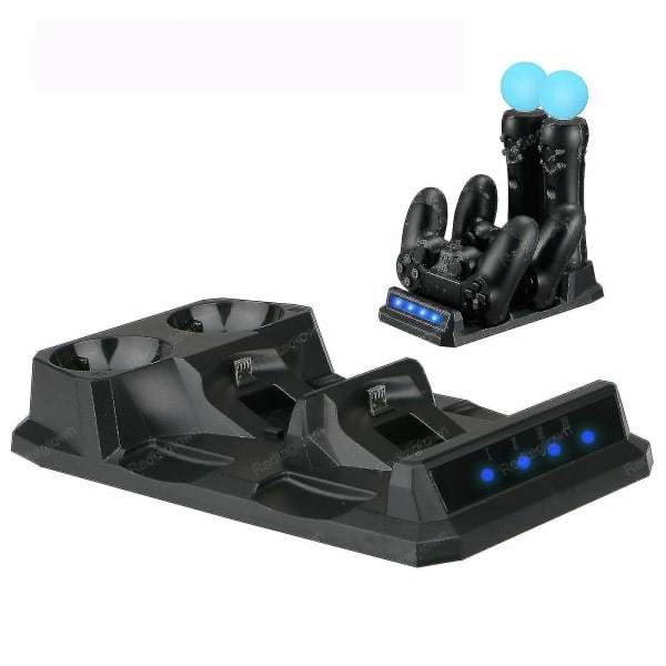 4-i-1 Kontrollerlader Dokkingsstasjon Stativ for Playstation PS4 PSVR VR Move