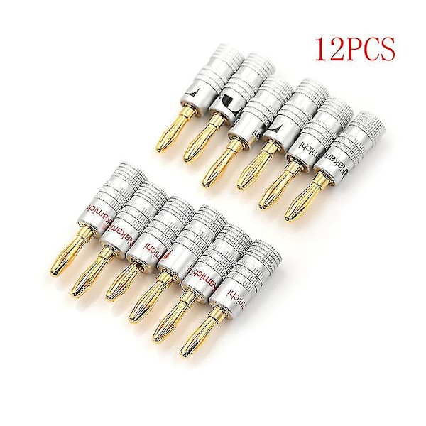 12 st Gyllene Nakamichi högtalare banankontakt adapter kontakter