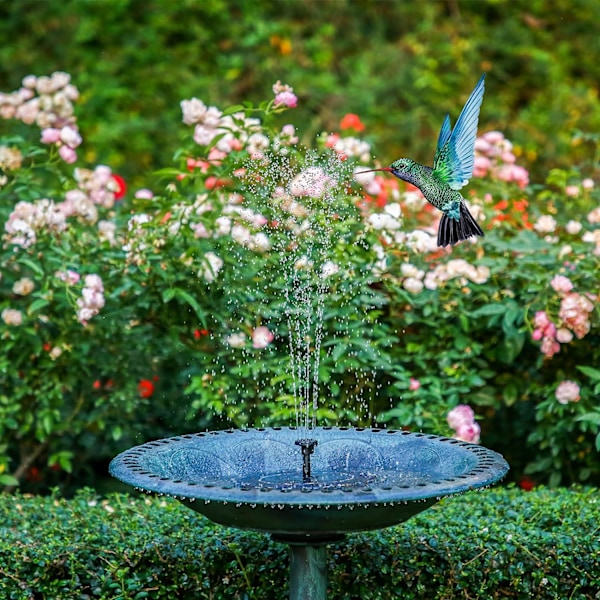 3,5W flytande solfontän för utomhusbruk, solvattenfontän och 6 munstycken, för fågelbad, akvarium, trädgårdsfontän