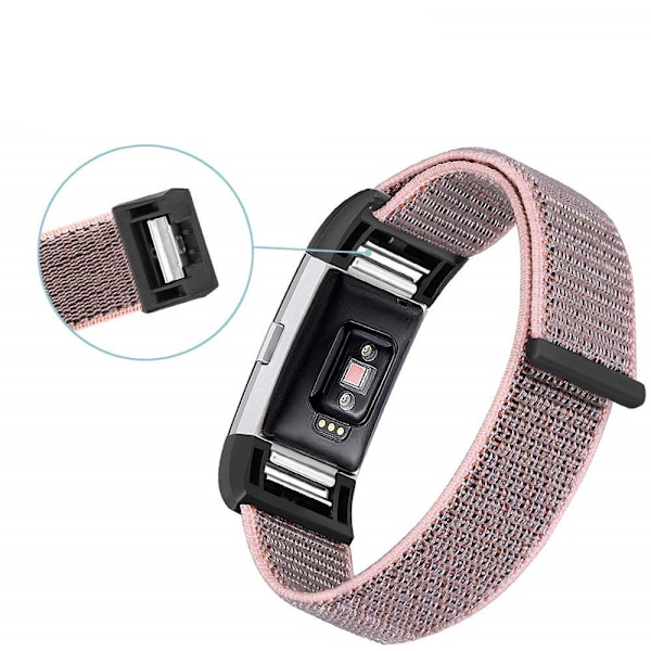 Nylonranneke Fitbit Charge 3/4 Ruusukulta