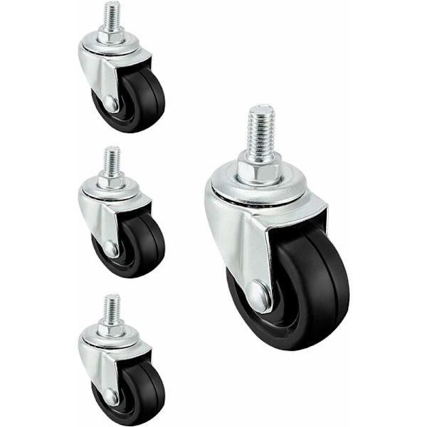 4-pack 40 mm gummihjul med M8 gängstång【YD】