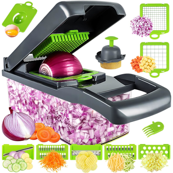 Vegetable Chopper, Professional Onion Chopper, Multifunctional 13 in 1 Food Chopper, Kitchen Vegetable Cutter with 8 Blades