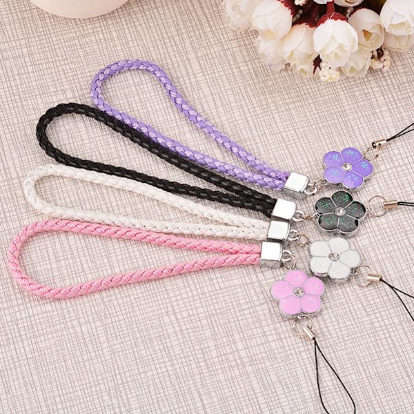 4 st Mobiltelefon Snodd Charm Armband Handledsrem för Flickor Telefon Charm Snodd Nyckelring Blomma Telefon Charm Handledsrem