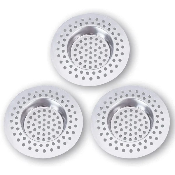 Hårsil dusjfilter i rustfritt stål (sett med 3)