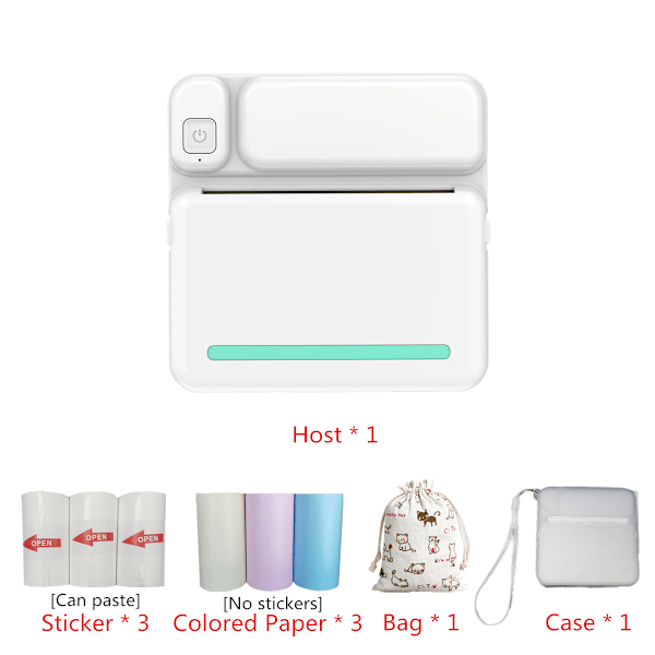 Mini fotoprinter, labelprinter, håndholdt notesbog, QR-kode termisk overførsel Bluetooth mini printer