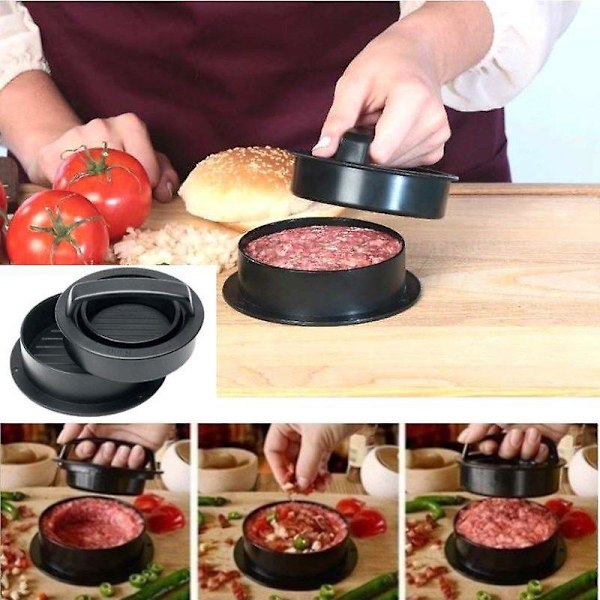 3 i 1 fylld hamburgerpress Stor non-stick hamburgerbiffpress för att göra perfekt formade hamburgare med fyllningar