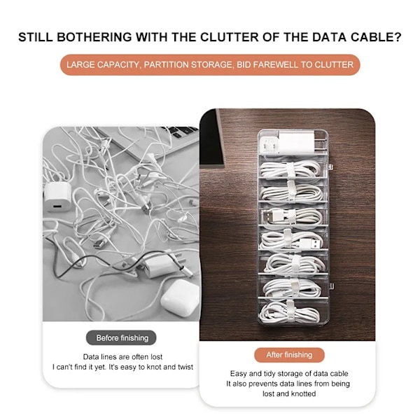 Transparent Kabel Förvaringsbox Datakabel Laddare Sladd Organisering[YD] 26x9x5.5cm-with cover