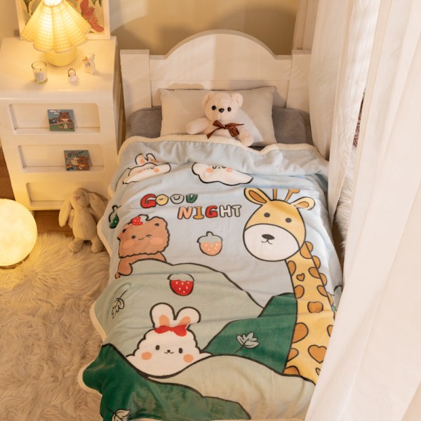 Mjukt Omslag Höst Vinter Baby Baby Cartoon Barn Berber Fleece Giraff Giraffe 100*140cm