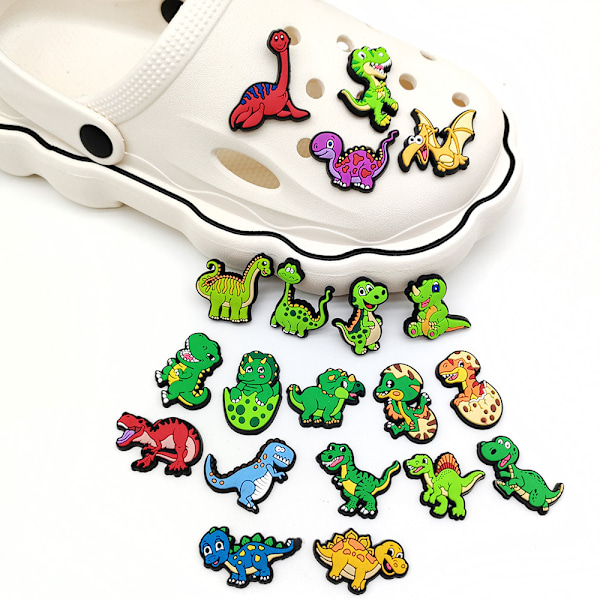 20 stk PVC sko charms (dinosaurer) Tegneserie sko charms Sko dekorasjon for tresko og armbånd Barn bursdagsgaver