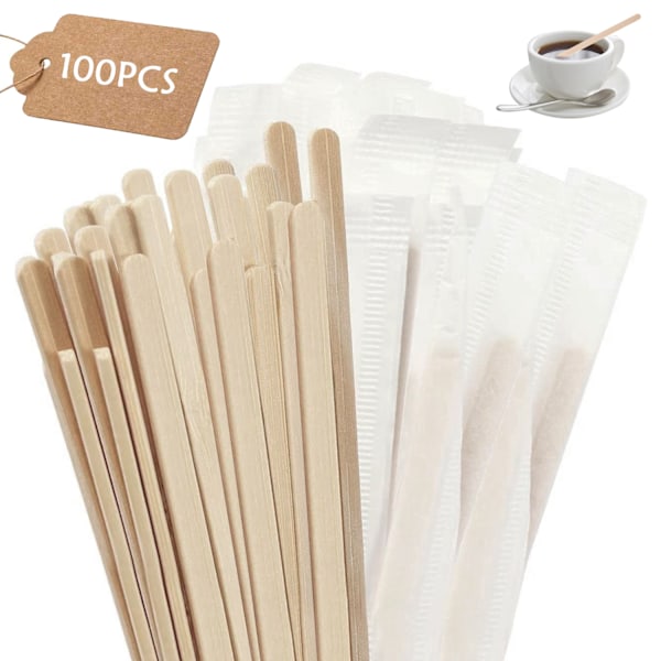 100 stk. kaffepinde, 14 cm lange træpinde til kaffe