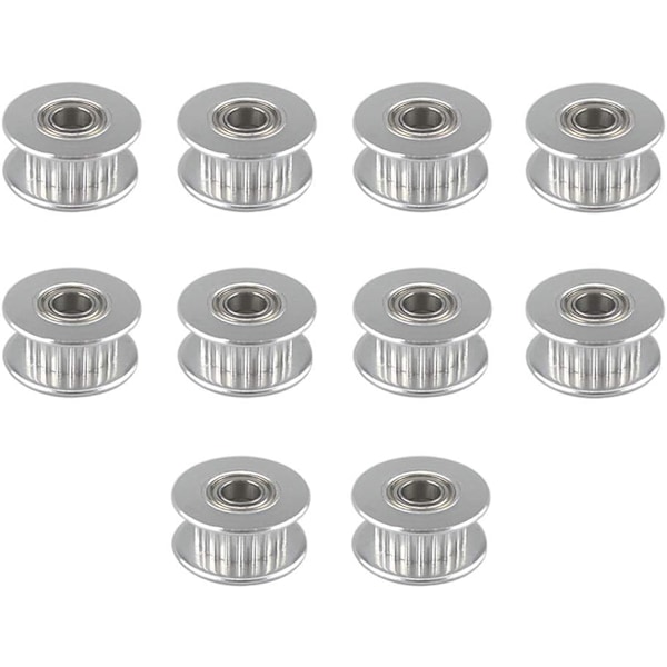 10 st Prime GT2 Idler Pulley 20 Tänder 5mm Borr Aluminiumlegering GT2 Dubbel Kullager Idler För 3D-skrivare 6mm Bredd Timing Rem