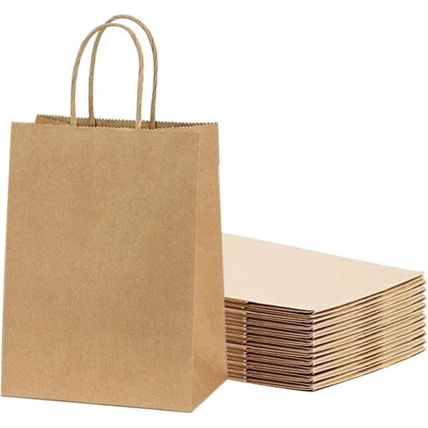 12 stk håndverksposer med håndtak 21x11x27CM Liten papirpose Shopping
