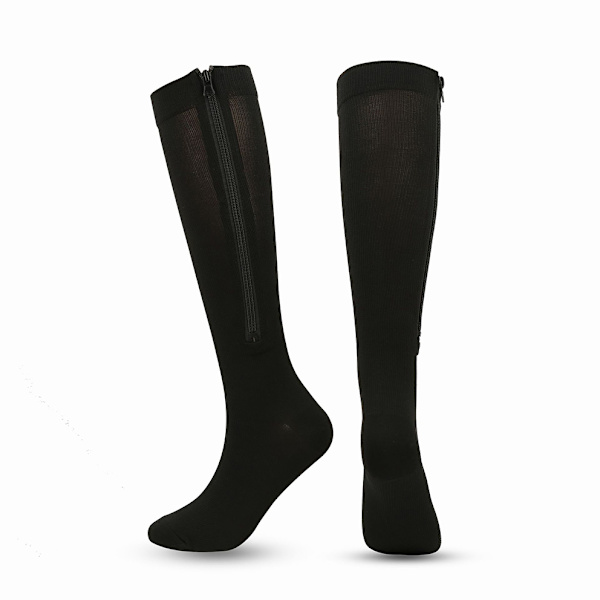 2 par kompressionsstrømper med lynlås til mænd og kvinder sort sort sort black L  XL