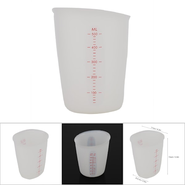 Transparent Mjuk Silikon Mätkopp Visuell Halvtransparent Mjölkkopp (500ml)