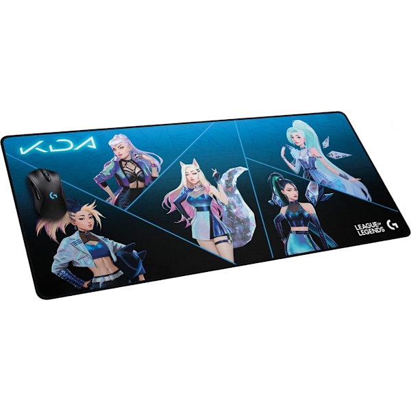 G 840 K/DA XL Kumaş Oyun mouse pad, 3 mm İnce ve Güçlü Kauçuk Taban, Resmi League of Legends Oyun Aksesuarı - Renkli