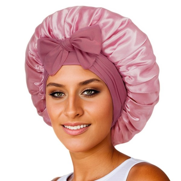 Satin Bonnet Silke Bonnet Til Søvn Dobbelt Lagt Satin Foret Hår Bonnet Med Bånd Bonnetter Til Kvinder Naturligt Krøllet Hår Light Bean Sand