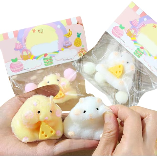 2 stk. Bløde Hamster Squishies, Stressaflastende Hamster Legetøj, Fidget Squishies Legetøj Hamster til Børn & Voksne Squishies Sensory Legetøj