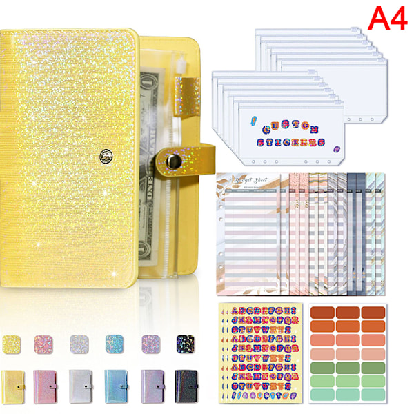 A6 Binder Blød Læder Binder Budget Planner Kontantkuvert Yellow