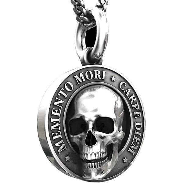 Memento Mori -kaulakoru Carpe Diem -riipus 3D-pääkallokaulakoru miehille Mori 400-vuotissyntymäpäivän erikoisjuhlakoriste【mo】