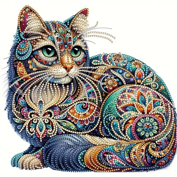 Gatyztory Erikoismuotoinen timanttimaalaus Kissa Eläin Tee-se-itse Timanttikirjonta Kodin sisustus Osittainen pyöreä pora Dia Mosaiikki 118 30x30cm【YD】