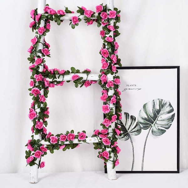 Kunstige Rose Guirlander, 220cm Fake Rose Vinstok Blomster Guirlande